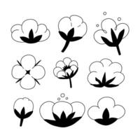 Cotton flower plant line simple icon vector