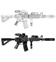 illustration of full customized army assault rifle vector