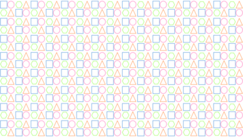 Geometric pattern with squares, circles, triangles and hexagons png