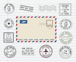 Passport stamp from different countries colorful icon set with lettering travelers stamp poster style vector