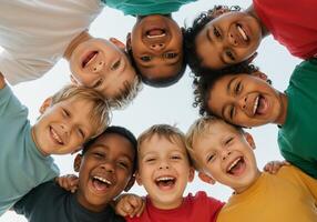 Group of children smiling and laughing together photo