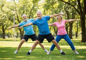 Senior people doing exercise in the park photo