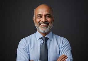 A man with a beard and tie smiling photo