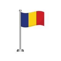 Romania Flag Waving on Flagpole vector