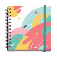 A colorful notebook with a spiral binding and a spiral binding png