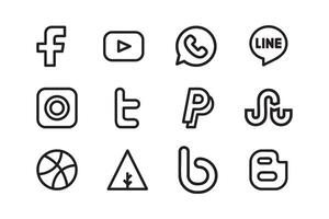 Complete Black Social Media and Contact Icon Set Round Logos of Facebook, Instagram, X, YouTube, WhatsApp, LinkedIn, Snapchat, TikTok, Twitter, Vimeo, Location, Phone, Email, and Website vector
