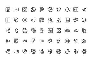 Black and White Social Media and Contact Icon Collection Facebook, Instagram, Twitter, Snapchat, LinkedIn, YouTube, Pinterest, Spotify, Location, Phone, Email, Website, vector