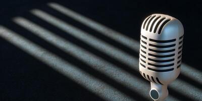 A retro microphone in dark background. photo