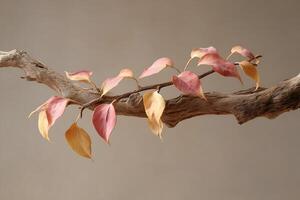 Red Autumn leaves on a branch photo