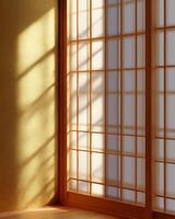 Japanese home with Natural Light from Window. photo