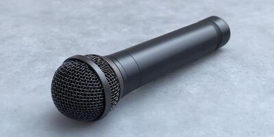 A microphone on gray background photo