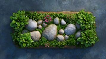 Top view of Nature Background with Zen Garden Ambiance. photo