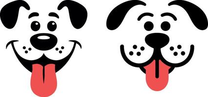 Two happy cartoon dog faces with tongues out in a simple silhouette style vector