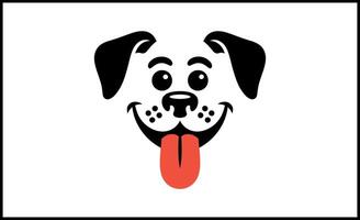 Happy dog face with tongue out silhouette illustration vector