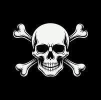 Classic skull and crossbones symbol pirate flag silhouette vector