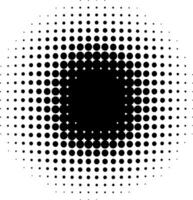 Abstract circular gradient of black dots forming a square silhouette vector