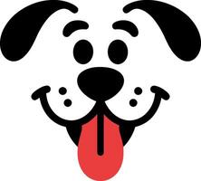 Happy dog face with a wagging tongue and floppy ears silhouette vector