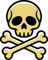 Stylized skull and crossbones symbol with bold outlines silhouette vector