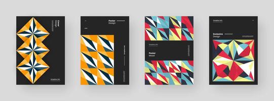 Colorful geometric poster designs vector