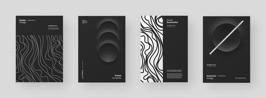 Modern black and white poster designs vector
