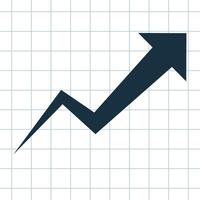 Blue arrow business graph going up grid background represent profit 3 vector