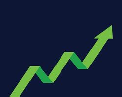 Green upward arrow graph showing business growth and success on dark background, symbolizing financial increase and positive trends. vector