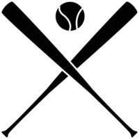 Black Silhouette of Two Crossed Baseball Bats on with ball, on a transparent background vector