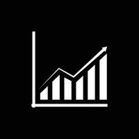 Graph with trend arrow going up icon, on black background. vector