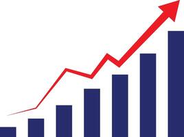 Graph with increase report. Diagram with rise and gain progress. vector