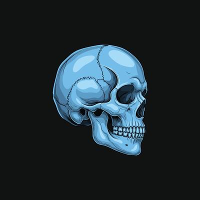 Ilustration graphic of human skull isolated on black