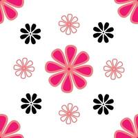 A pattern with pink and black flowers on a white background vector