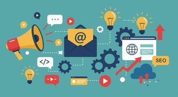 Digital Marketing Ecosystem and Online Business Strategy vector
