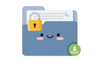 Cute Secured Folder with Download Icon vector