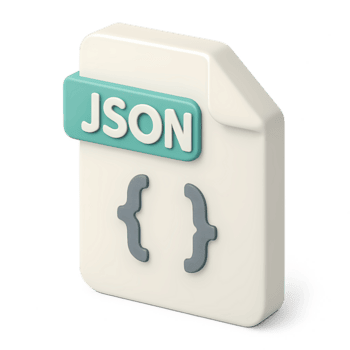3D Isometric JSON File Icon for Data Structures png