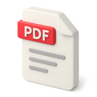 3D Isometric PDF File Icon for Documents and E-books png