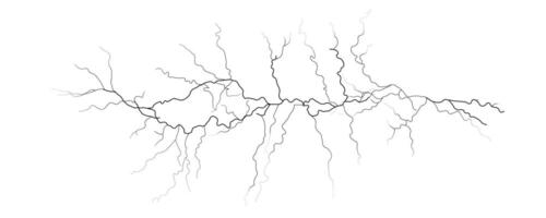 Crack Lightning Fracture Vein Neural Path Thin Jagged Line On White Background. Perfect For Damage Texture, Shock Effect, Sci-Fi Or Medical Themes. Illustration. vector
