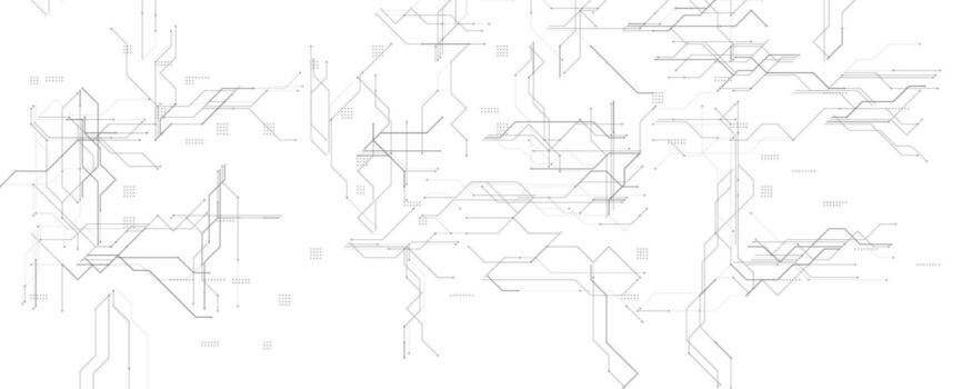 mínimo tecnología circuito líneas. limpiar blanco antecedentes con geométrico red diseño en Delgado negro trazos Perfecto para ui, moderno datos interfaces, y ai sistemas ilustración. vector