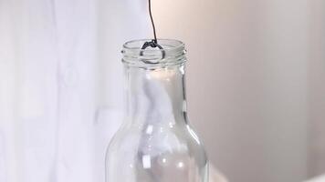 Copper wire reacts with acetone in a bottle video