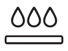 Black icon of water drops above surface isolated on white background, illustration. Concept of waterproof material, water resistance, protection from moisture, fabric durability, design element vector