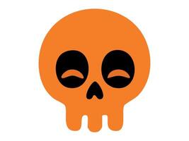 Orange skull with eye sockets on white background, graphic illustration. concept of halloween, spooky icon, skeleton element, creepy design, fun decoration, isolated vector
