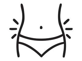 Black silhouette of slim waist with underwear isolated on white background, graphic illustration. concept of icon, logo, fitness, health, body positivity, design element vector