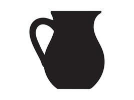 Black silhouette of jug isolated on white background, graphic illustration. concept of icon, logo, kitchenware, pottery, household item, design element, art piece vector