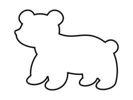 Black outline of toy bear in walking pose, isolated on white background, graphic illustration. concept of wild animal, cute bear, nature, icon, logo, design element vector