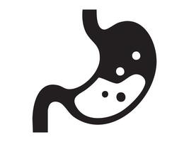 Black silhouette of human stomach organ with bubbles isolated on white background, graphic illustration. Concept of digestion, anatomy, gastrointestinal system, medicine, healthcare design element vector