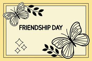 Friendship Day Banner with Butterflies and Decorative Elements vector