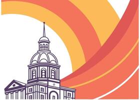 Illustration Building with Dome and Gradient Background vector