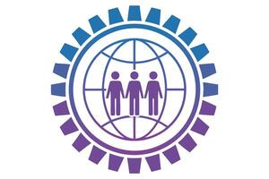 Friendship Icon with Globe and Gear Illustration international vector