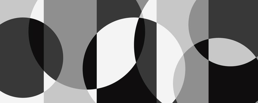 Abstract Overlapping Circles Graphic in Black and Gray vector