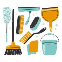 Various cleaning tools and supplies vector