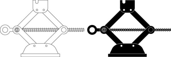 outline silhouette Scissor jack icon set vector